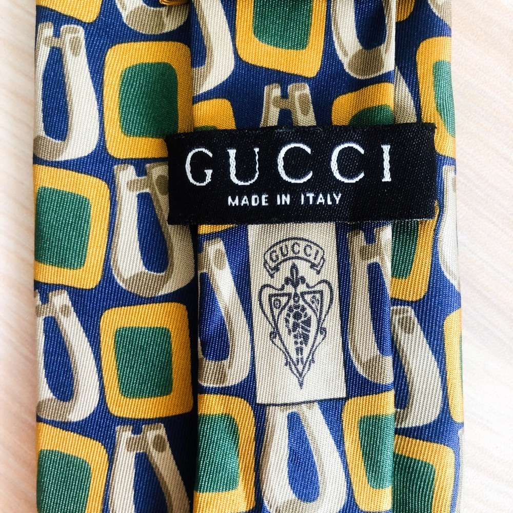 Vintage GUCCI Horseshoe Tie 🐎 100% SILK Mod Tie